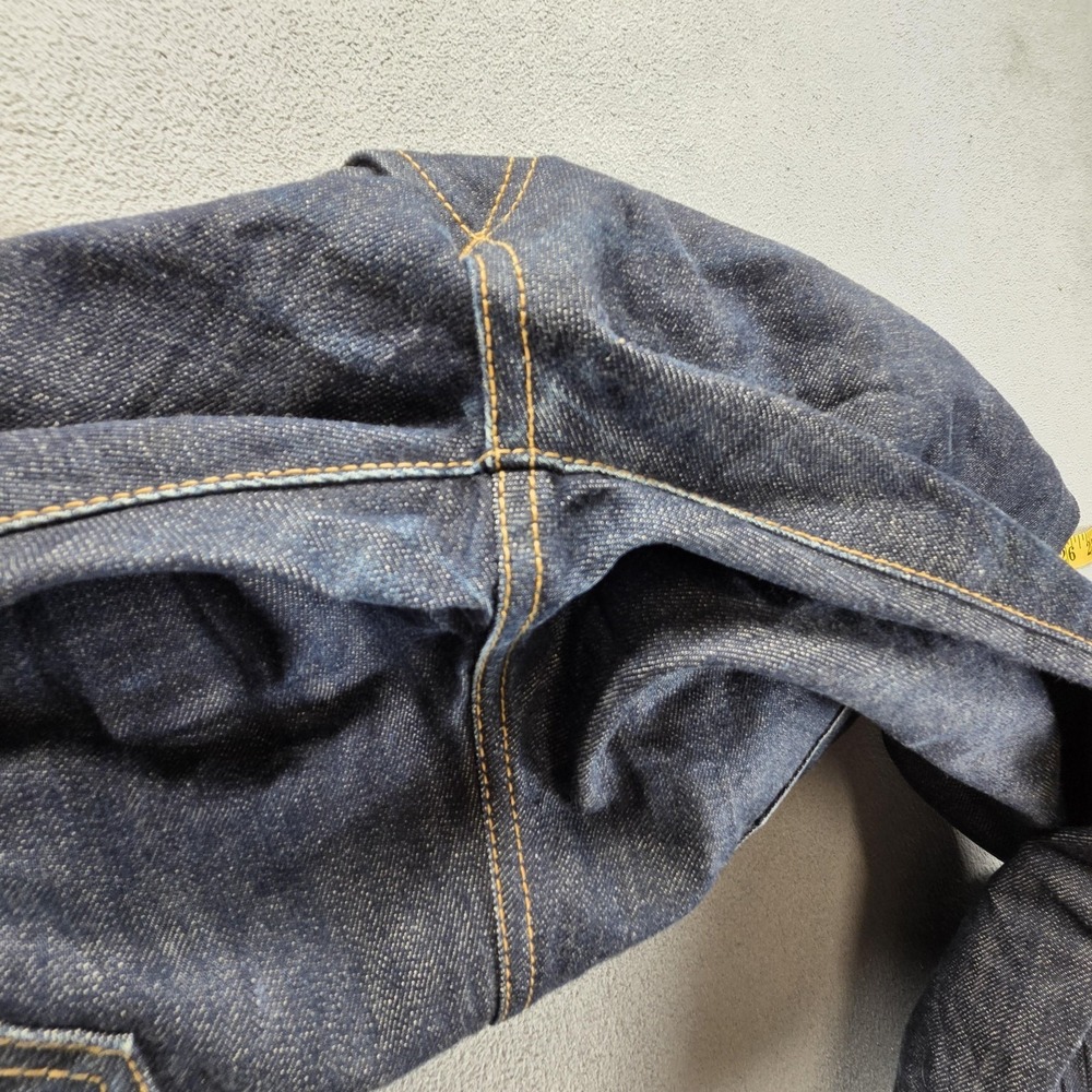 Selvedge Jeans Mens Blue Dark Wash Honeycomb Button Fly ModNine Fits 34x32 - Picture 12 of 16